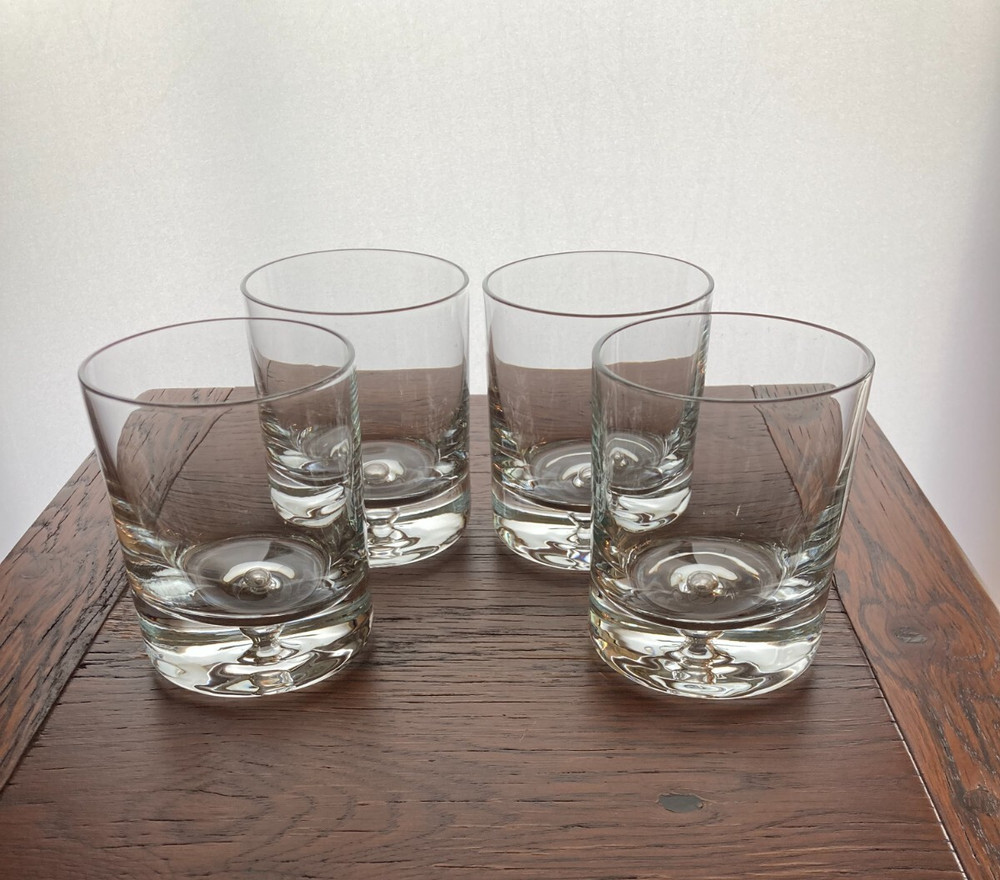 Floating Bubble Crate and Barrel Double Old Fashion Whisky Glass SET OF 2