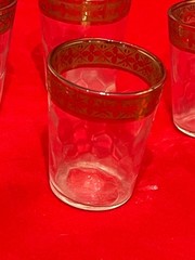 Set of 5 Tiffin Franciscan Honeycomb Optic Gold Encrusted 4″ – 1.5 oz. Shotglass
