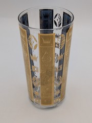 Vtg Georges Briard Golden Crown Highball Barware Glass 22k Geometric Design MCM