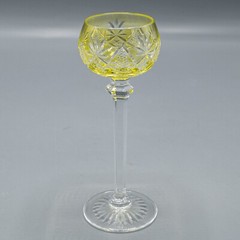Val St Lambert Berncastel Cordial Light Green Cut to Clear 5 1/8″