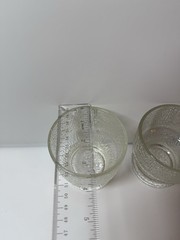Vintage Krosno Poland Bark Textured Ice Glass Footed Tumblers Set of 4 MCM