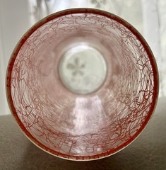 Set of 4 Vtg MCM Hazel Atlas Orange Spaghetti String Drizzle 16oz Glasses 6.5” T