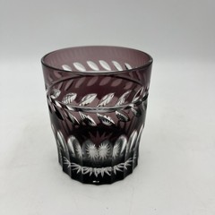 Crystal Whiskey Tumbler Cut To Clear Burgundy