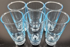 (6) Duz Crystal Star Sapphire 2.5 Oz Tumblers Set Vintage Blue Glasses MCM Lot