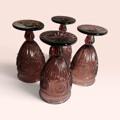 Pioneer Woman Plum Purple Adeline 8 Oz Footed Water Wine Goblets 6 1/2″ Set Of 4