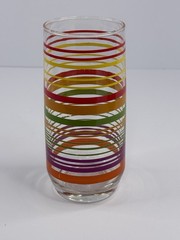 Vintage Rainbow Striped Drinking Glasses Set Of 2 Retro Barware Colorful