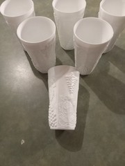 Set of 6 PRISTINE VTG Indiana Colony HARVEST GRAPE White Milk Glass Tumblers 6″