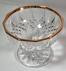 Cristal D’Arques Longchamp Glasses Gold Rimmed 4 1/4″ Tall New Old Stock