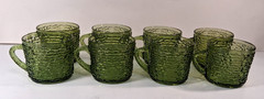 Vintage Anchor Hacking Soreno Avocado Green 8 oz Mugs lowball Tumblers set of 8