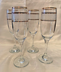 Paloma 24k Gold Crystal Stemware – 24K gold hand decorated flutes – Set of 4