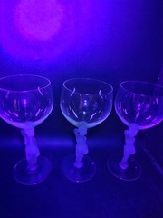 Set of 3 Bayel Crystal Bacchante Wine Glasses 7.25″ Nude Man Woman Frosted