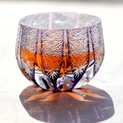 Purple Shot Glass Hand Cut 24% Lead Crystal Glass Ochoko Sake Cup 100ml