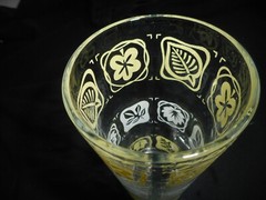 SWANKY SWIG Sultana Jelly 16oz Glass Yellow/White E-7 Leaf Leaves 6 1/4″ Tumbler