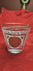 Vintage Mid Century 4 Hazel Atlas Aztec Gold Medallion Glasses
