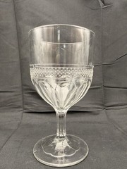 Antique EAPG Dewdrop Band Goblet Clear Pressed Glass c1880 Victorian