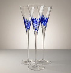 Cobalt Blue 1 Source Confetti Champagne Flutes ONE Tall 11″ Glass Barware Gift