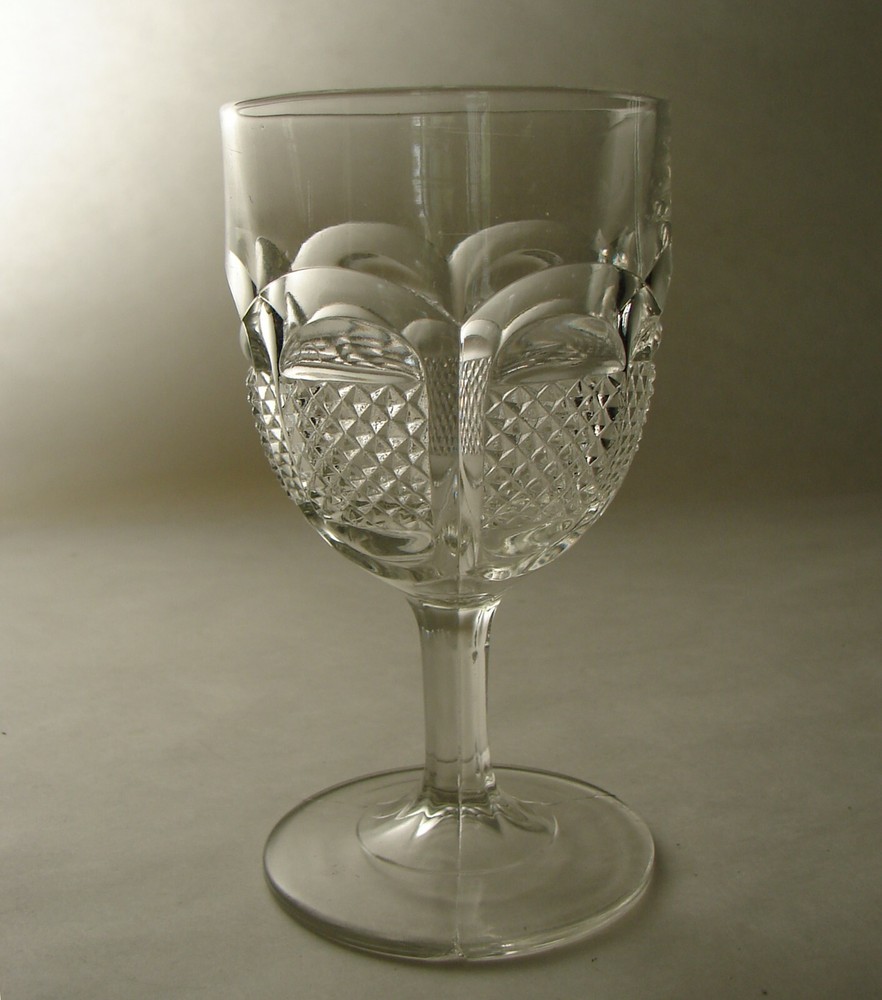 Antique Early American Pattern Glass Buckle with Shield Goblet 1880s