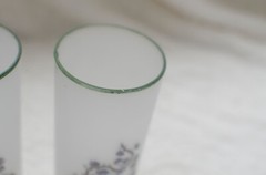 2 Federal Glass Frosted Tumbler Tom Collins Highball MCM Glasses Chinoiserie