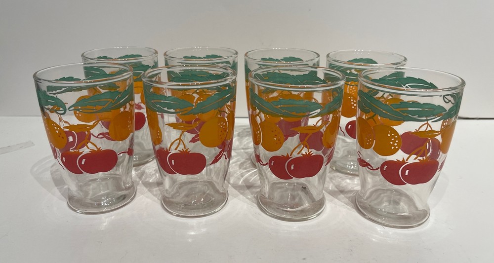 Vtg Anchor Hocking Orange and Tomato Juice Glass Tumblers Lot Of 8 Kitchen Decor