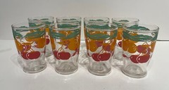 Vtg Anchor Hocking Orange and Tomato Juice Glass Tumblers Lot Of 8 Kitchen Decor