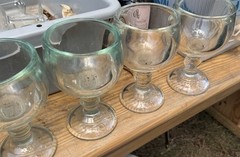 Vintage Big Heavy Bar Clear Glass Cocktail Goblet Barware (4.5 lbs.)5×8 Set Of4