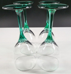 4 Libbey Domaine Green Juniper Water Goblets Set Elegant Clear Floral Stems Lot