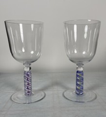 2 James Nadal Art Glass Signed Wine Glasses