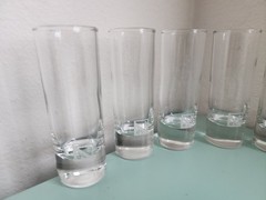Vintage 6 Kosta Boda Pippi Shot Glasses Bubble Base Walter Hickman Sweden Lot