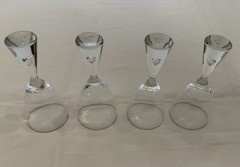 4pc Holmegaard Princess White Wine Glasses 5.5” Denmark Air Bubble Stem Vintage