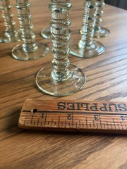 Vintage Midcentury Ribbed Stem Champagne Glasses Set of 6 Mold Blown Stemmed