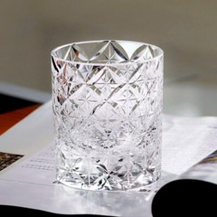 K9 Crystal Glass Rocks Whiskey Glasses Hand-carved Stars Glass 8oz Clear 1PC