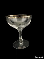 FOSTORIA WEDDING RING Crystal Sherbet Champagne Dessert Glasses Platinum Rim 4
