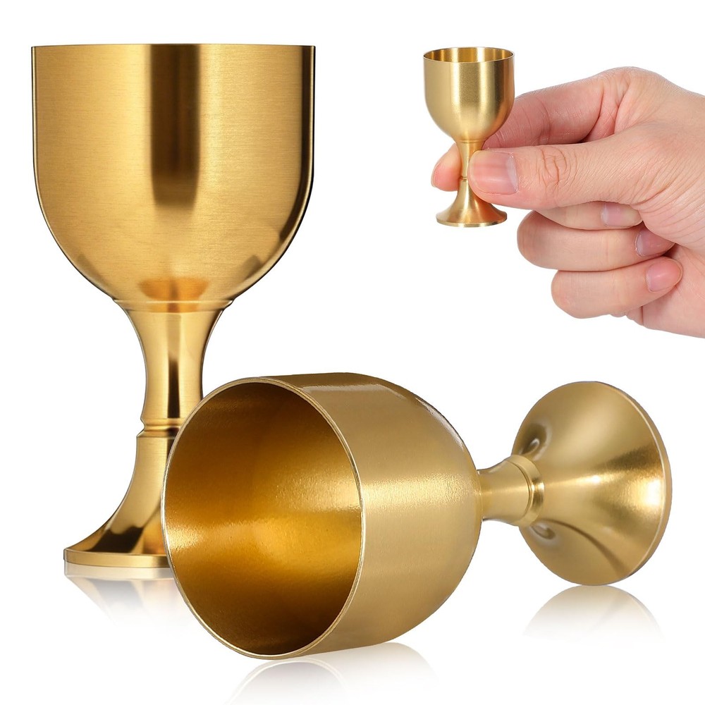 2Pcs Chalice Goblet – 2.1 inch Mini Copper Alloy Medieval Goblets Vintage Sho…