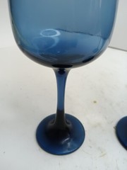 1970’S VINTAGE Libbey Tulip Connoisseur Water Wine Goblets Dusky Blue Glasses