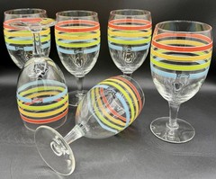6 Official Fiesta Goblets Glasses Water Wine Blue Green Yellow Red