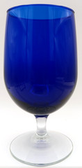 Two 14 oz Libbey Cobalt Blue Iced Tea/Water Goblets w/Clear Stems 6.25″ Tall
