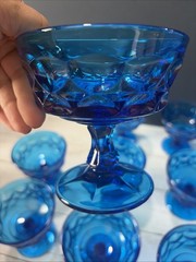 Set of 12 Noritake Perspective Blue Champagne/Tall Sherbet Glasses