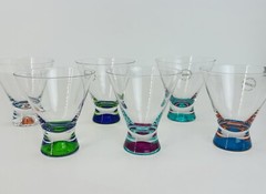 Dansk Spectra Party Cocktail Martini Cosmo Glasses Set Of 6 Clear Colorful MCM