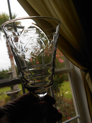 Normandy Rock Sharpe Wine Glasses, SET 2, 7-3/4” Stem #3005 Cut Glass
