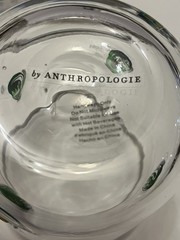 Anthropologie Avocado Pattern Tumbler Glass Clear With White Rim