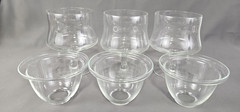 3 Clear Glass Seafood Shrimp Cocktail Caviar Fruit Chiller Glasses W/ Insert 💙