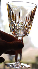 Set 3 ‘LISMORE’ Waterford Crystal VERTICAL CUT Claret Wine Goblets 5 7/8″ Signed