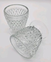 Vintage Anchor Hocking Juice Glasses Quilted Diamond Point Clear 3.5″ Tall