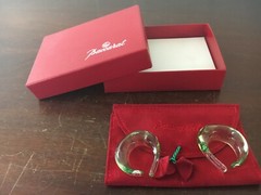 Pair Of Green Jade Baccarat Hoop Earrings