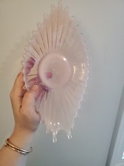 Fostoria Heirloom Pink Opalescent Glass Oval Bowl Dish