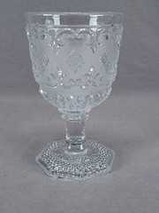 French Baccarat Pressed Flint Glass Diamond Sand Pattern Water Goblet Circa 1840