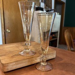 Set of Two Peach Luster Swirl Champagne Glasses