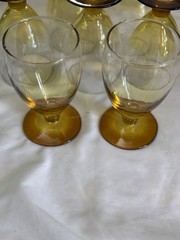 OMBRE HONEY AMBER VINTAGE PEDESTAL WINE/WATER GOBLETS (7)