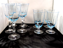 Fostoria Wilma Azure Blue 4 Iced Teas Or 5 Water Goblets