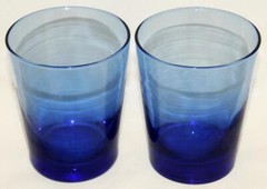 LIBBEY Gradient COBALT BLUE 4.5″ TUMBLER OLD FASHIONED LOW BALL GLASSES SET of 2